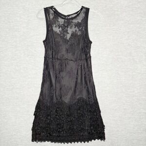 Womens Black Lace Dress WhimsyGoth Size Small Slip‎ Gothic Withchy Party Crochet